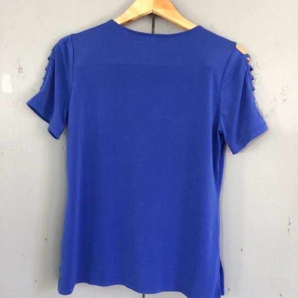 Michael Kors Cold Shoulder Blue Blouse - Picture 5 of 7